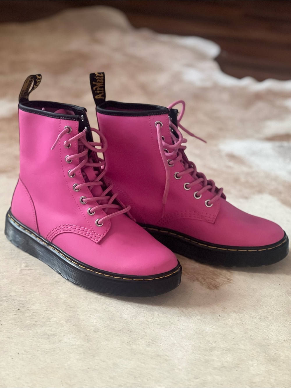 Dr. Martens Zavala Pink Lace-Up Combat Boots - Picture 3 of 11